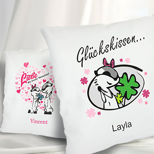 Kissen als Auszeichnung Glück ist... mit Namen 