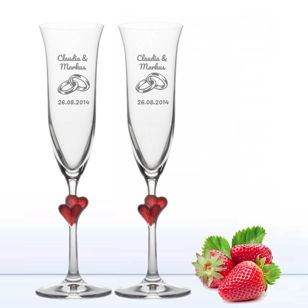 Sektgläser mit Gravur zur Hochzeit im Set (2 Stück)