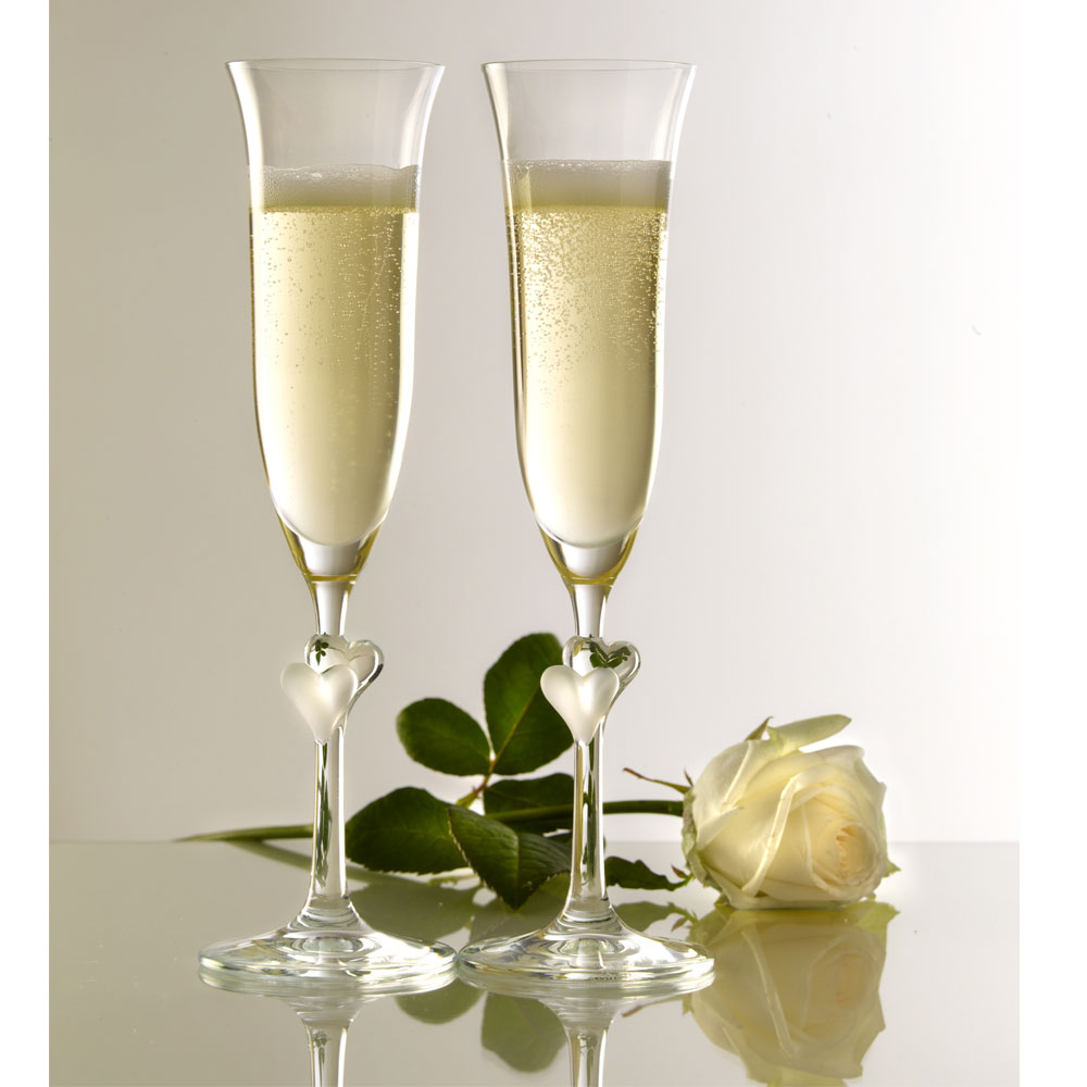 Sektglas Stölzle L'amour (175 ml) mit weißen Herzen und Logo 