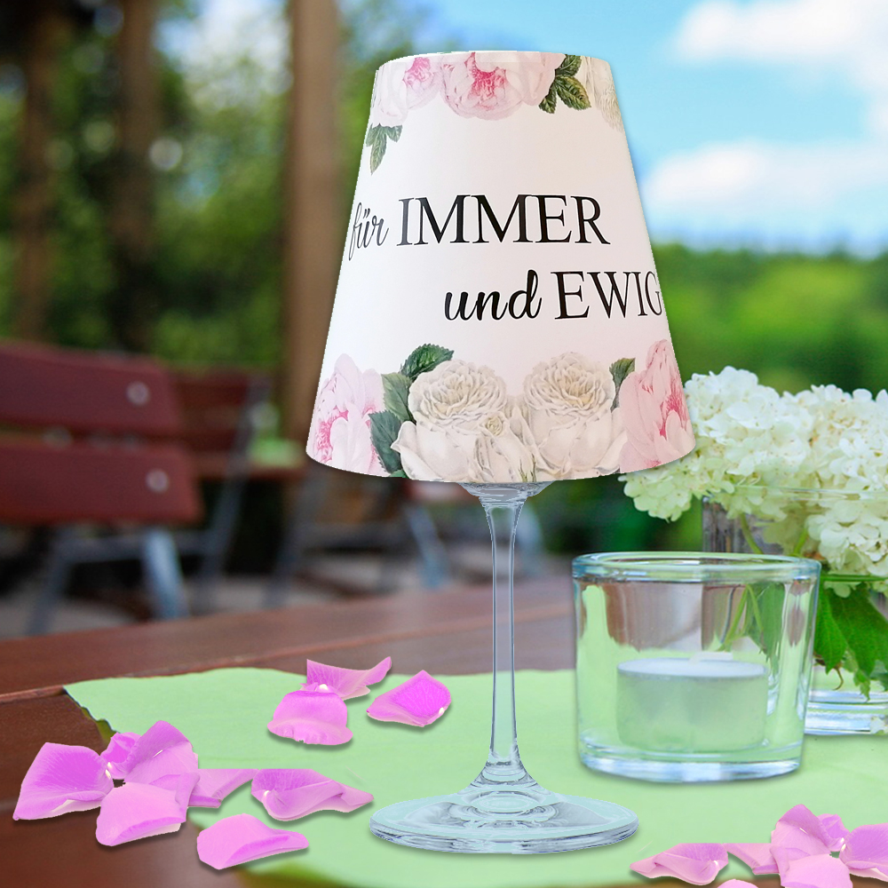 Romantischer Lampenschirm für Gläser mit Namen und Wunschtext bedruckt 