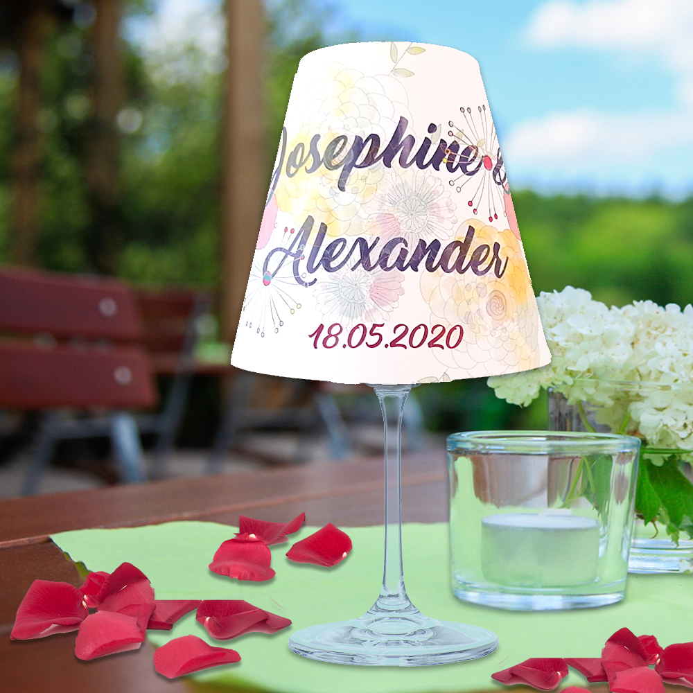 Lampenschirm für Gläser mit euren Namen und Datum personalisiert 