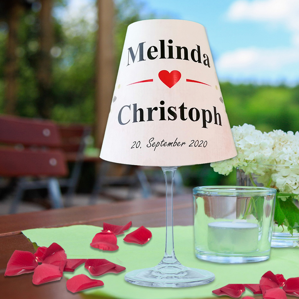 Personalisierter Lampenschirm für Gläser bedruckt für Verliebte 