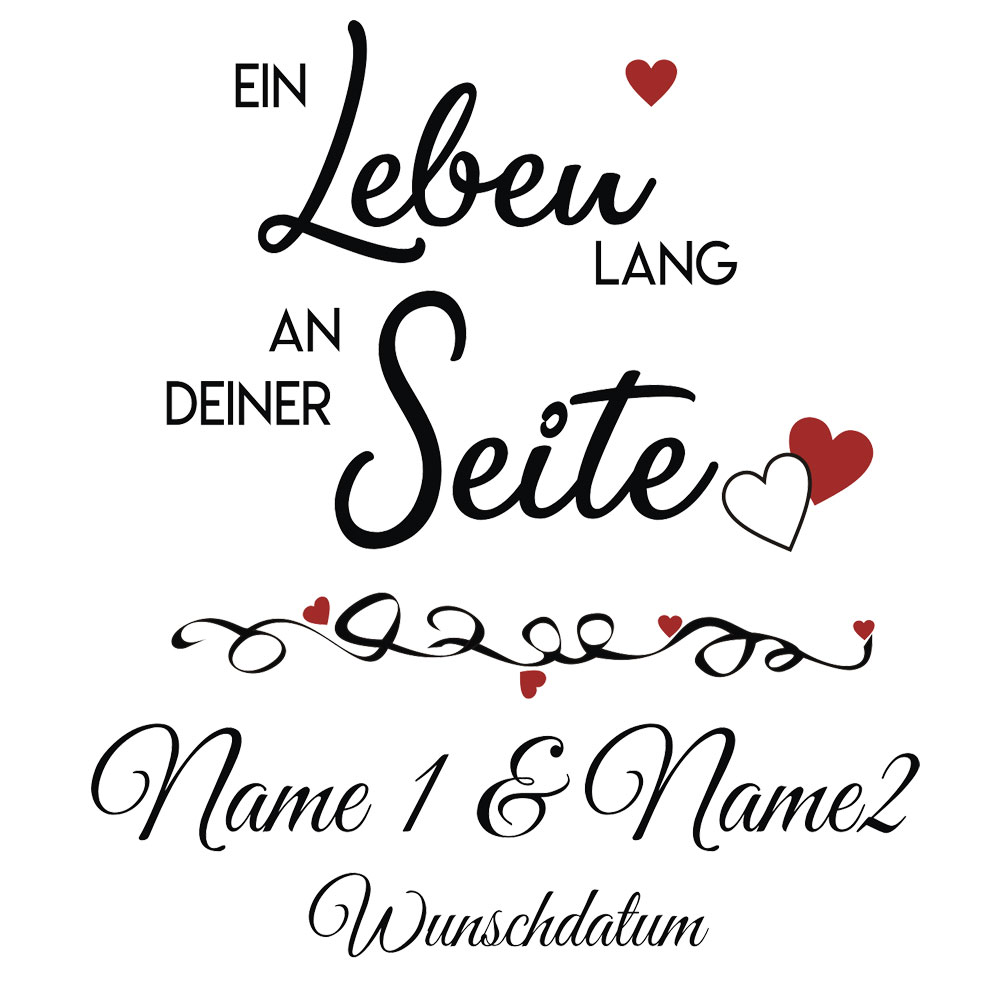 Glasvase bedruckt zur Hochzeit mit Ihren Namen und Datum 
