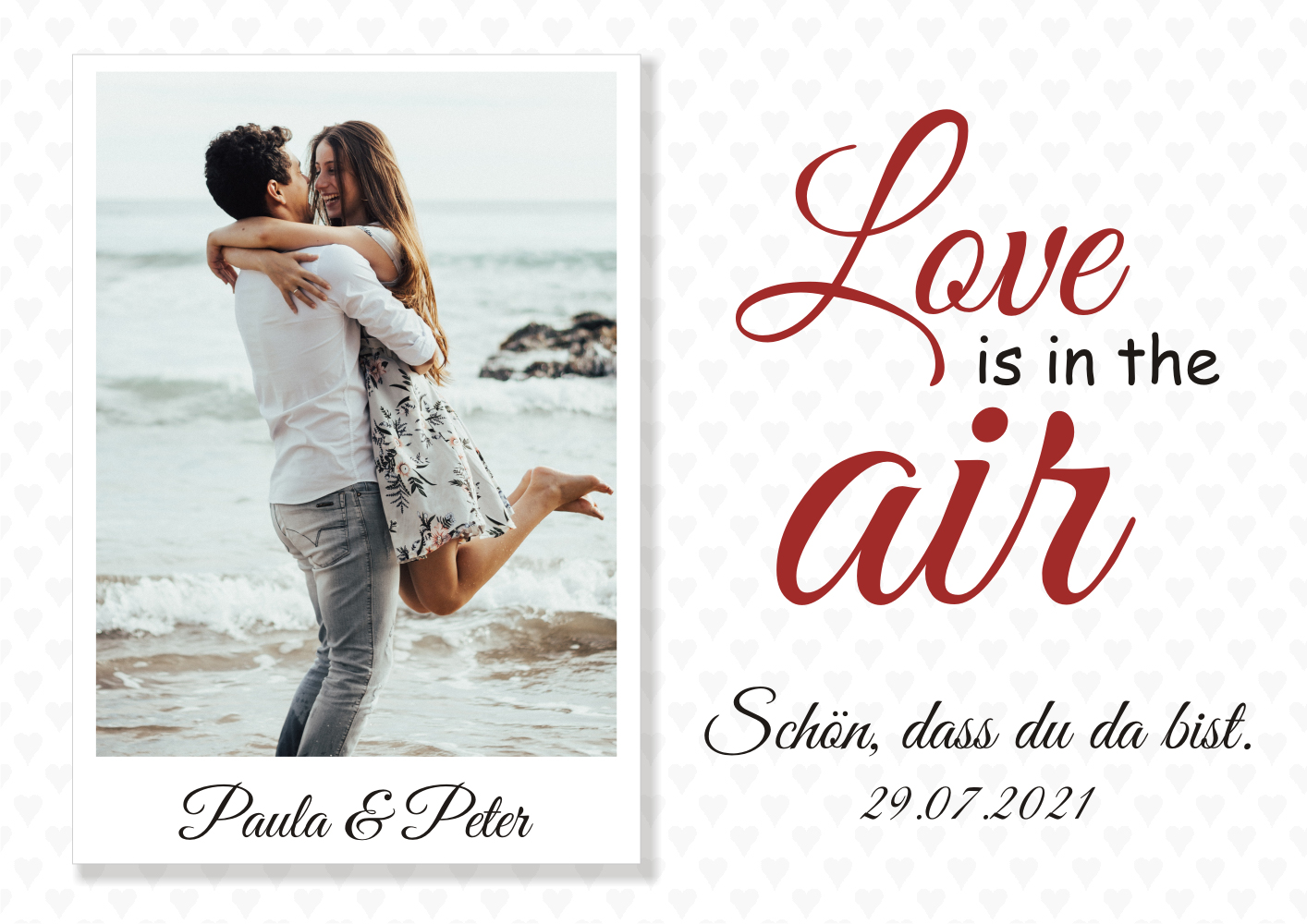 5er Tischset mit Foto - Love is in the air 