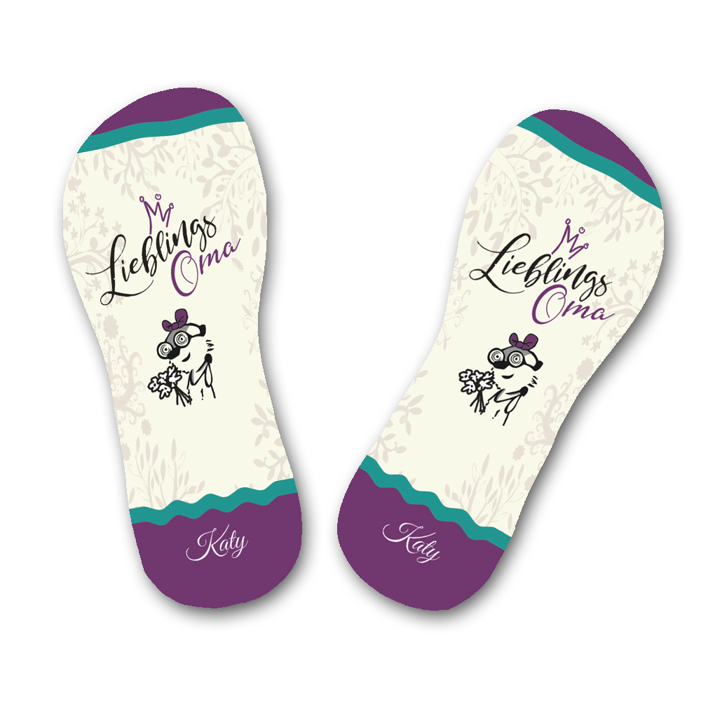 Bedruckte Flip Flops mit Omas Namen 