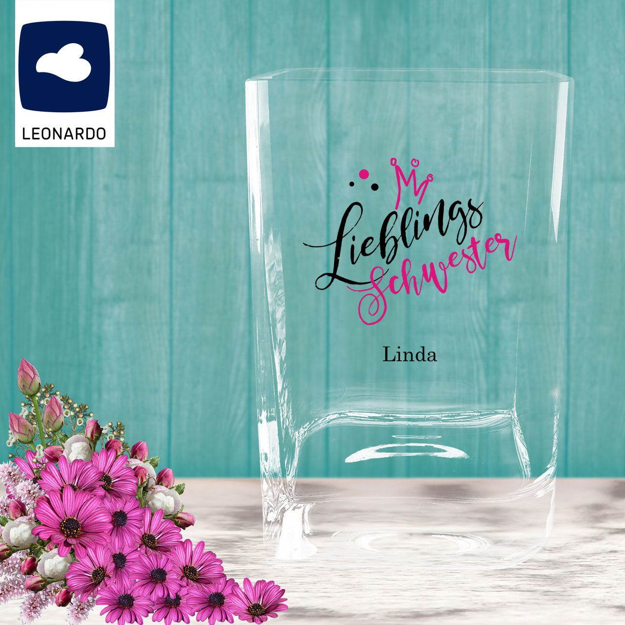 Leonardo Vase *Lieblings* bedruckt mit Wunschnamen 