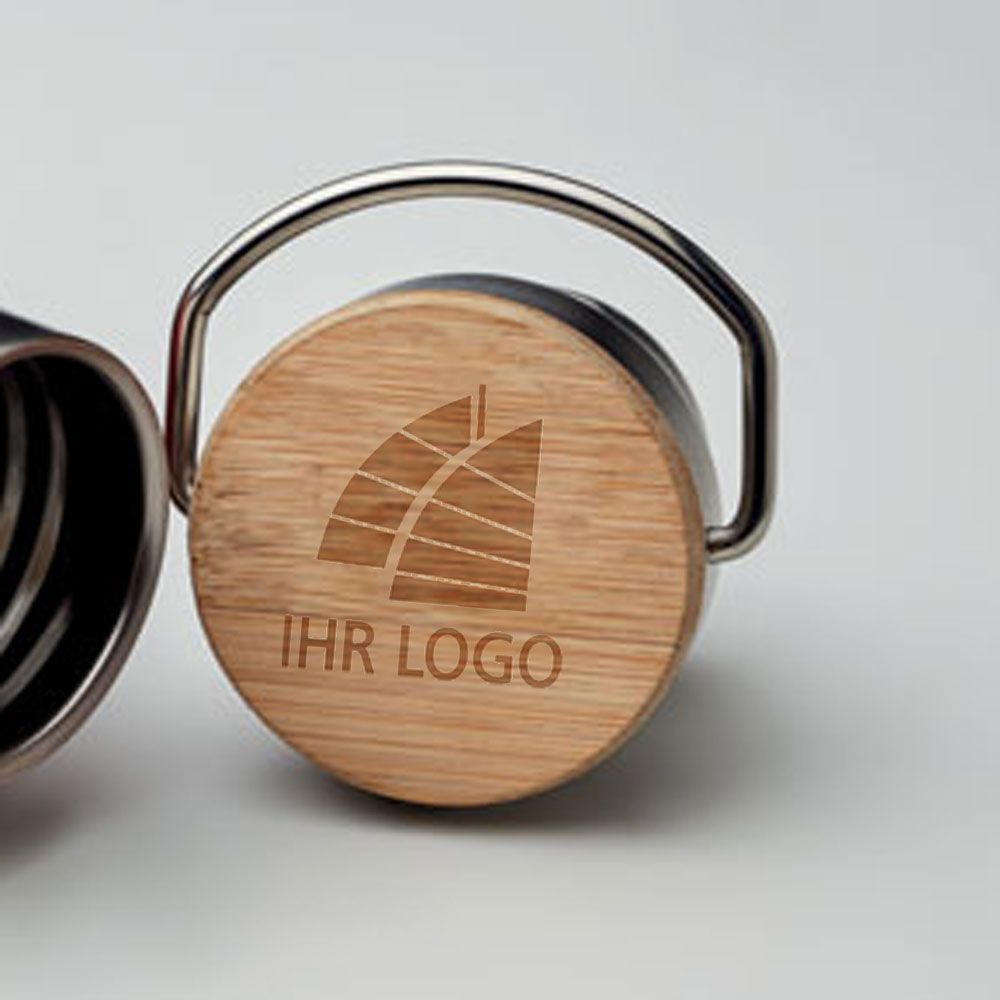 Glühwein-Geschenk-Set mit Ihrem Logo - Rotwein Logo auf Becher und Bambusdeckel