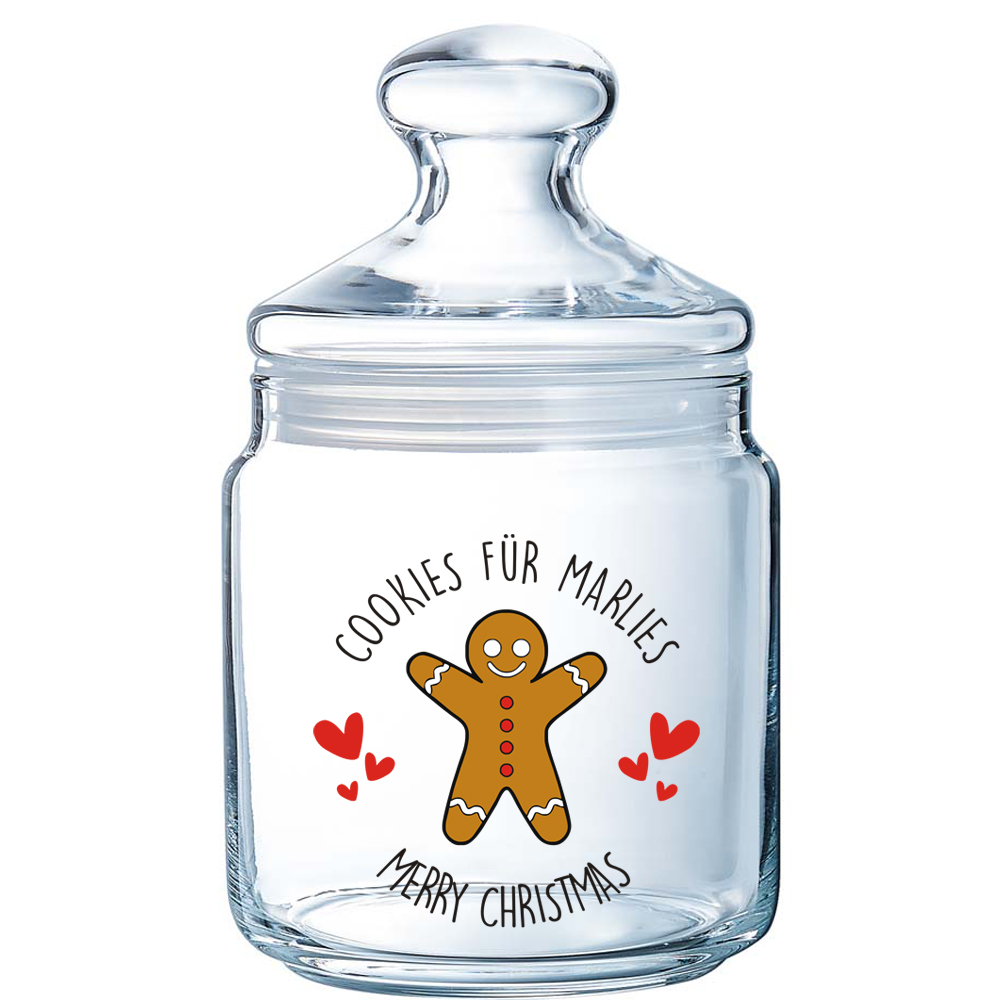 Keksglas / Bonbonglas mit Druck zu Weihnachten personalisiert 