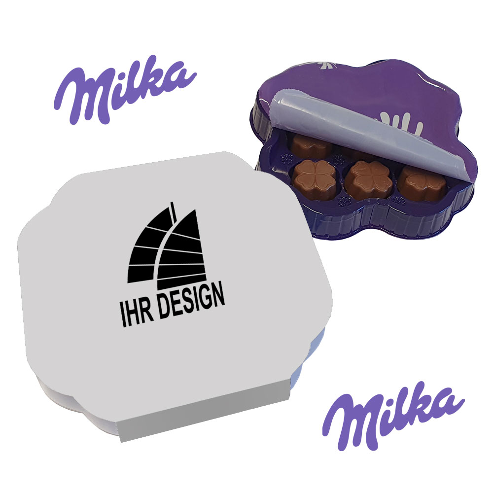 Personalisierte Milka Pralinés optional mit Ihrem Design/Logo bedruckt 44 g 