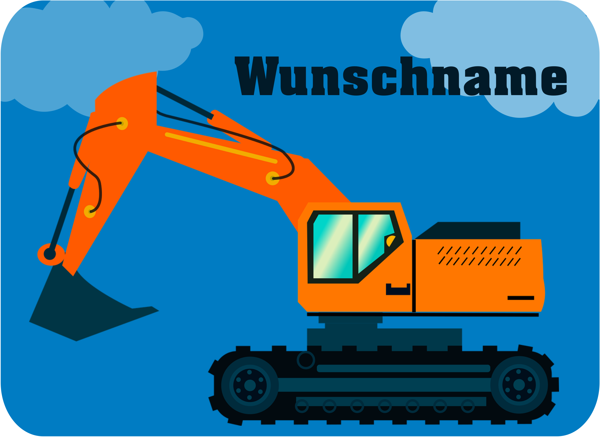 Federmäppchen für Jungs Bagger mit Namen bedruckt 