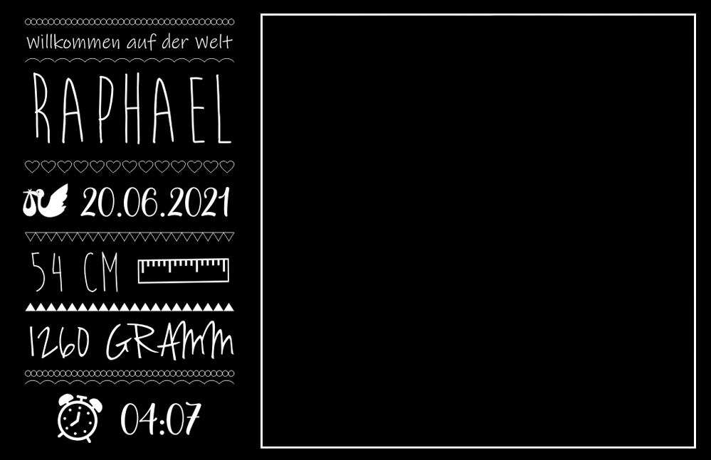 Schieferplatte mit Foto zur Geburt mit Wunschtext bedruckt 