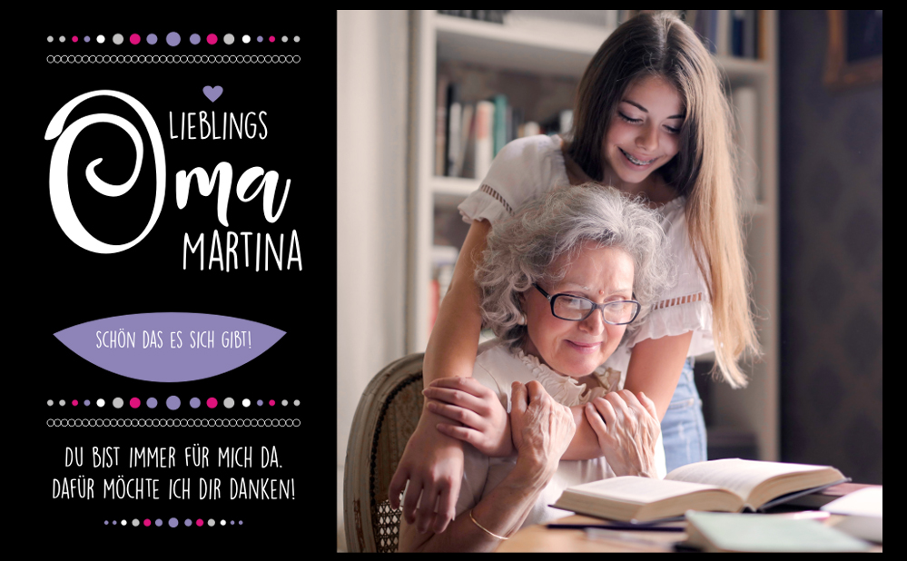 Schieferplatte mit Wunschtext und Foto für die Oma bedruckt 