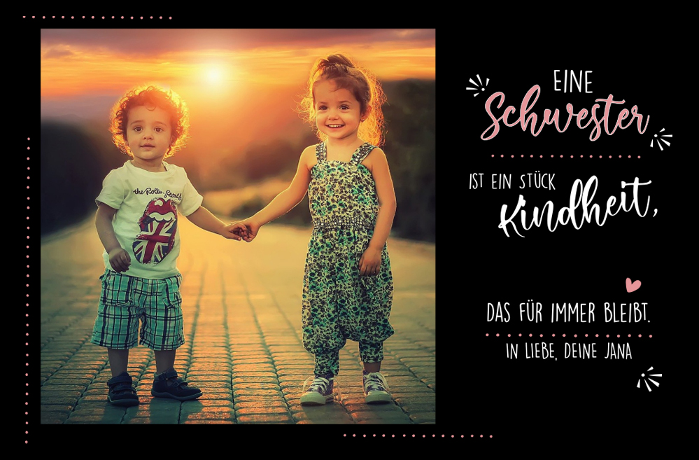 Bedruckte Schieferplatte für die Schwester mit Foto und Wunschtext 