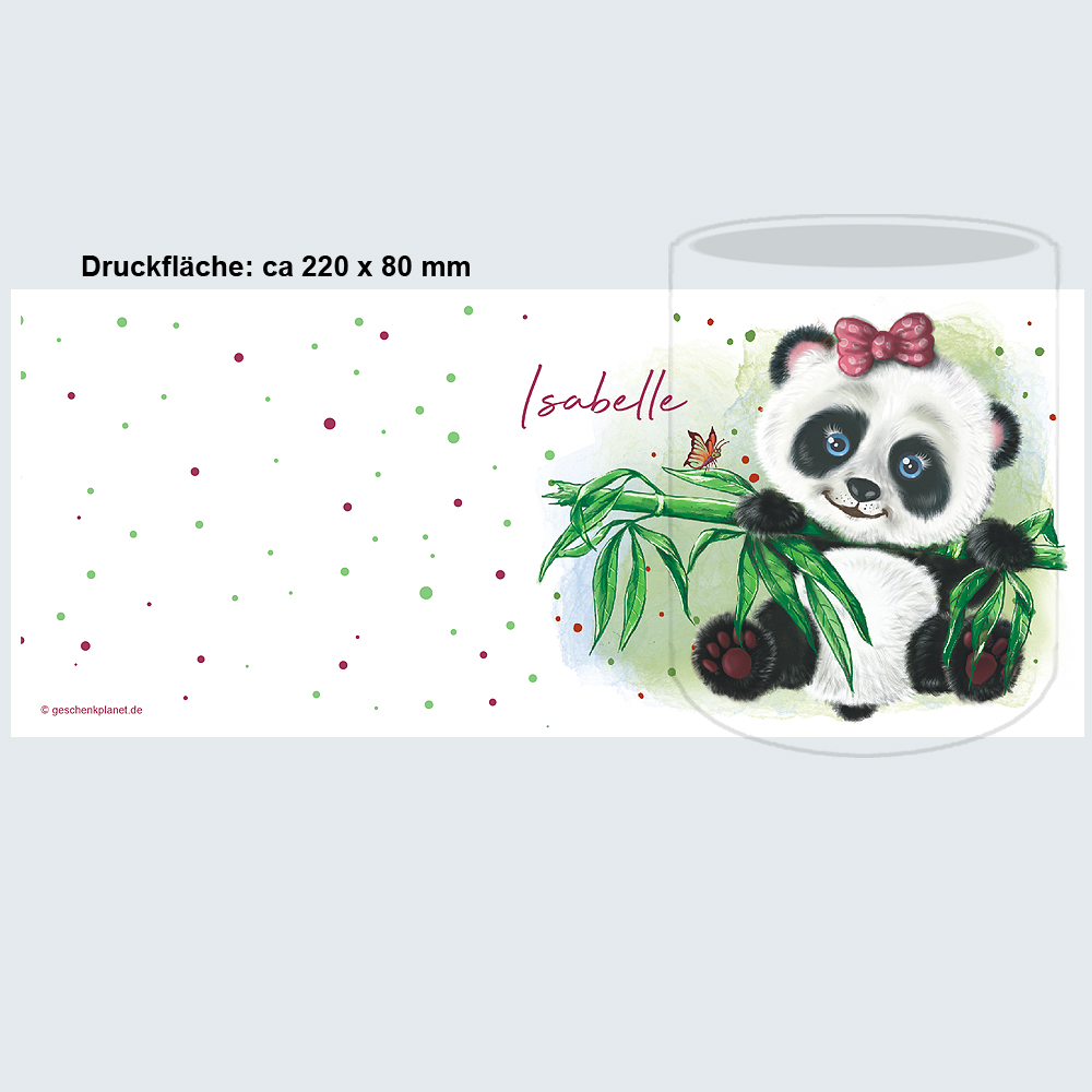 Süße Panda Tasse für Mädchen mit eigenem Namen bedruckt 