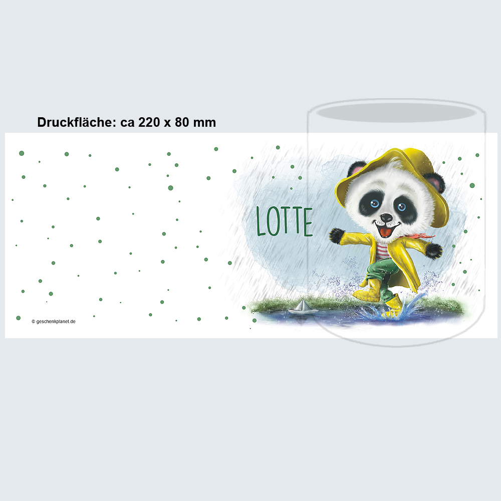 Keramiktasse für Kinder mit Panda und Namen personalisiert 