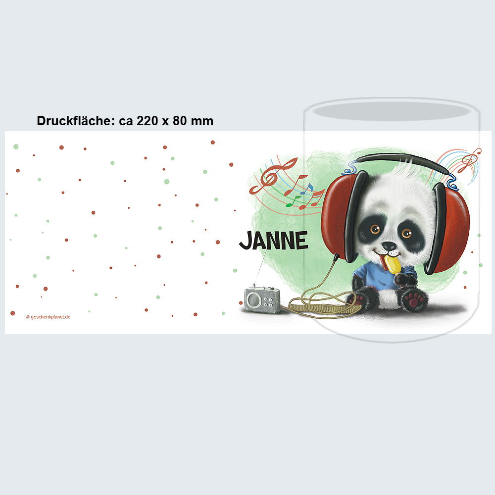Panda Keramiktasse für Jungs individuell mit Namen bedruckt 