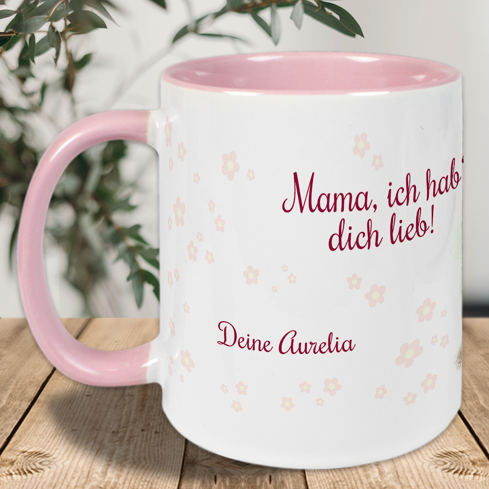Panda Tasse für die Mama / Oma und Tochter mit Namen und Wunschtext 