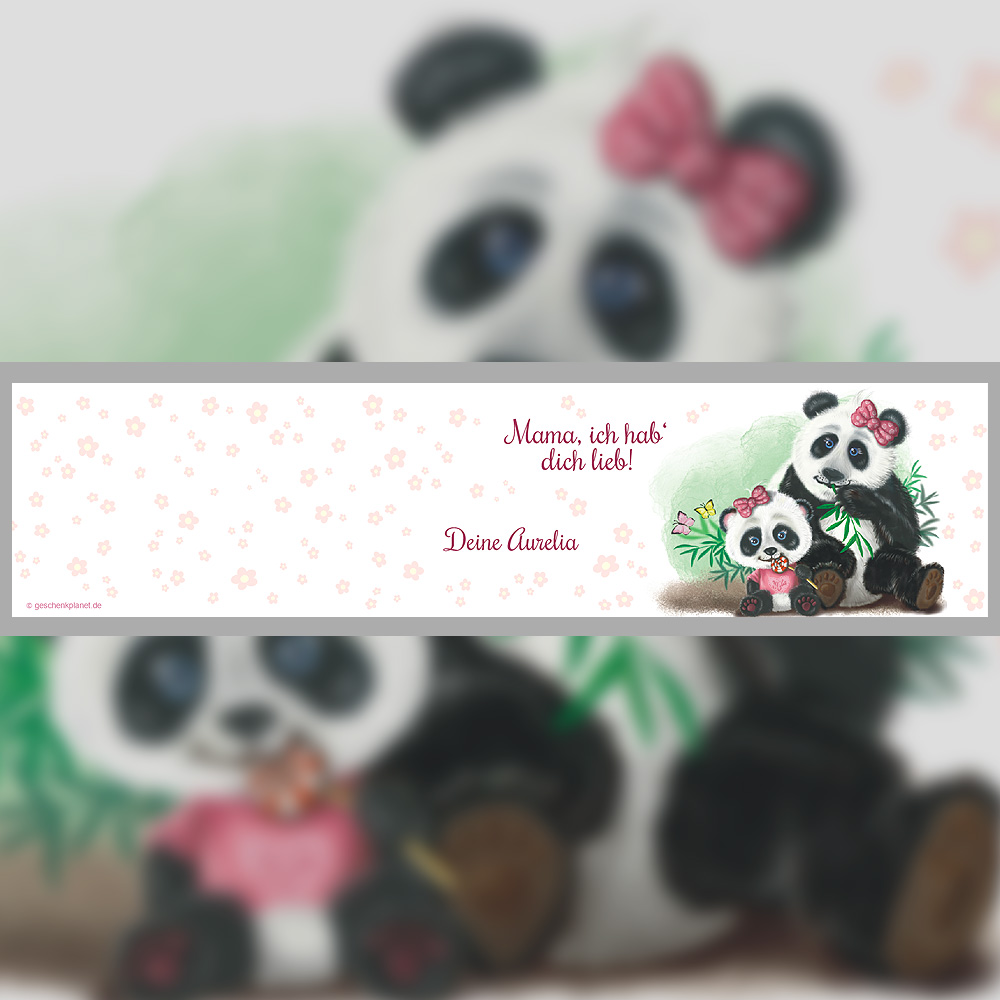 Süße Emaille-Tasse Panda für Mama und Tochter mit personalisiert 