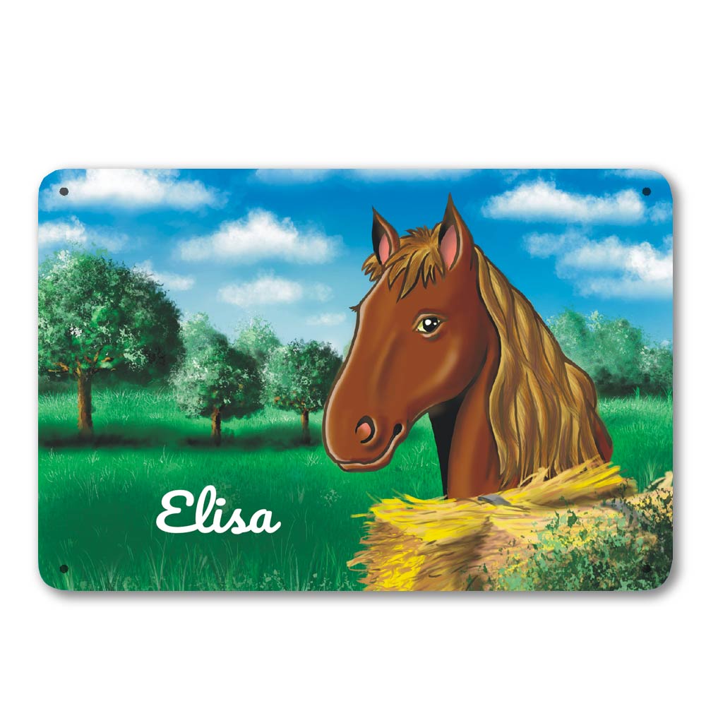 Türschild Pferd für Mädchen mit Namen bedruckt 