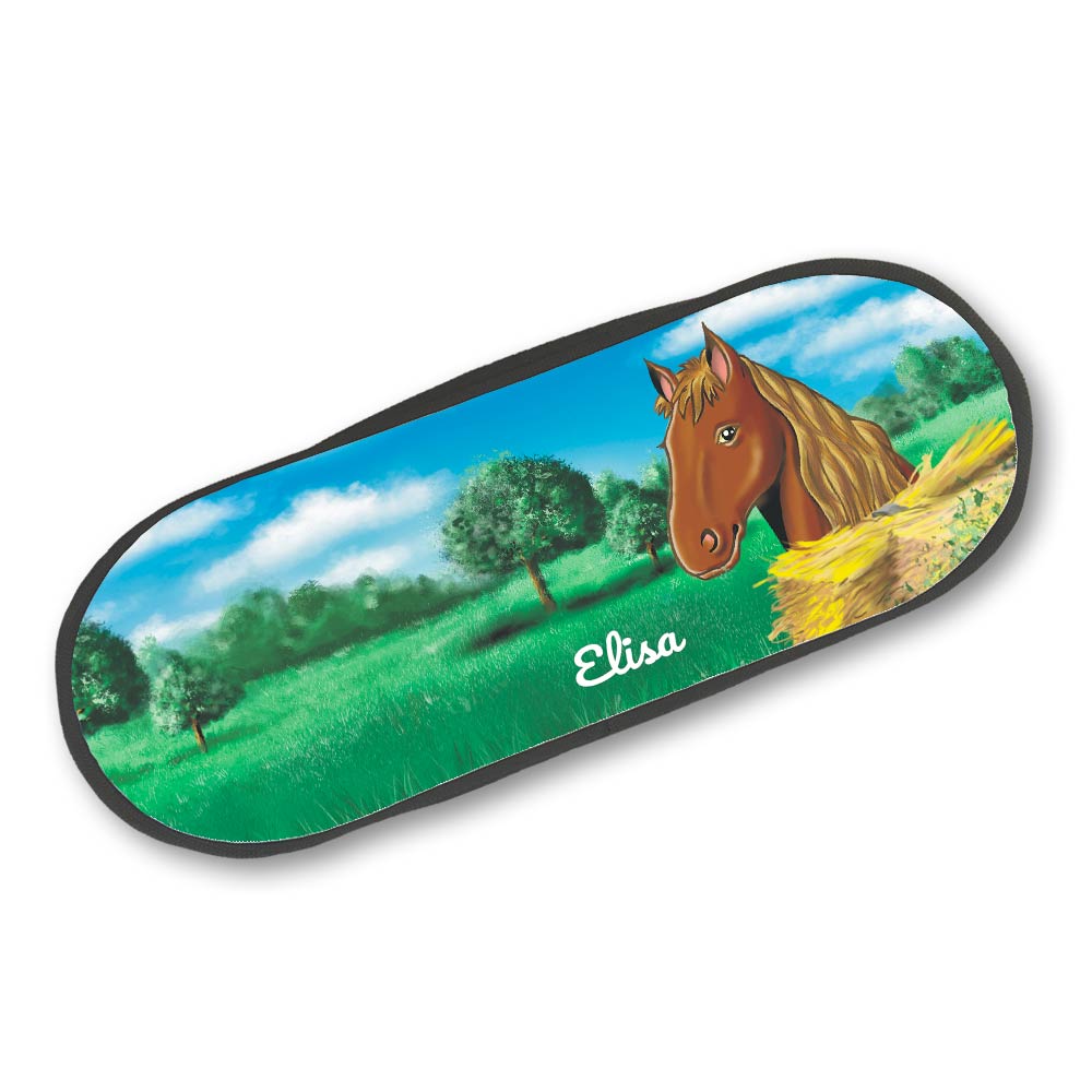 Stiftebox für Mädchen mit Pferdemotiv und Namen 