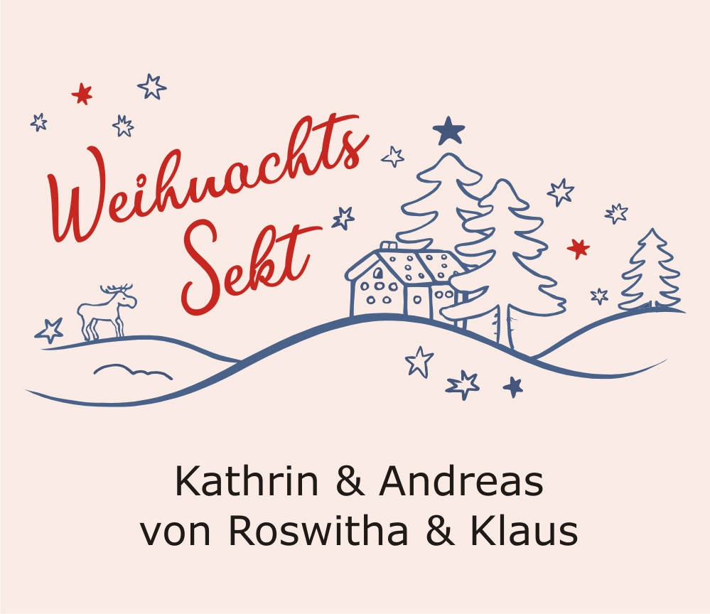 Weihnachts Sekt 0,2 l mit Goldflocken und eigenem Etikett 