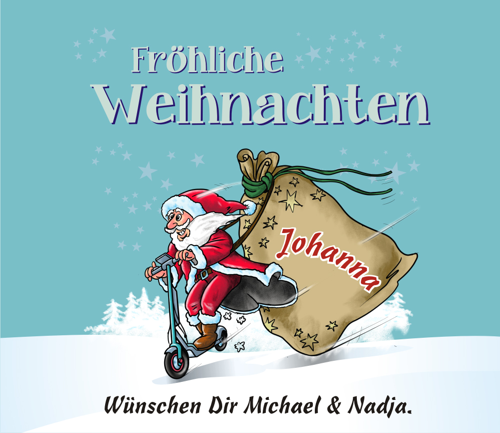 Piccolo Sekt mit eigenem Etikett zu Weihnachten 