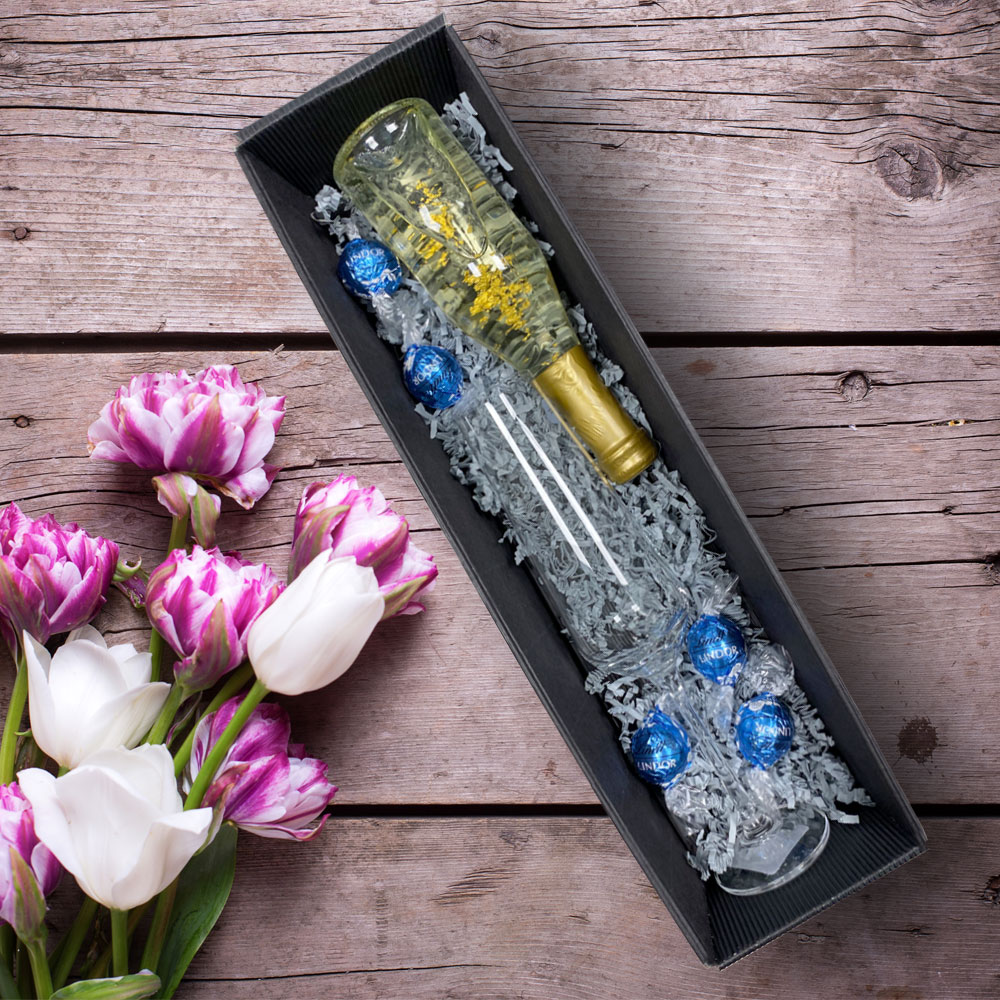 Personalisiertes Sekt Geschenkset mit Blattgold zum Geburtstag 