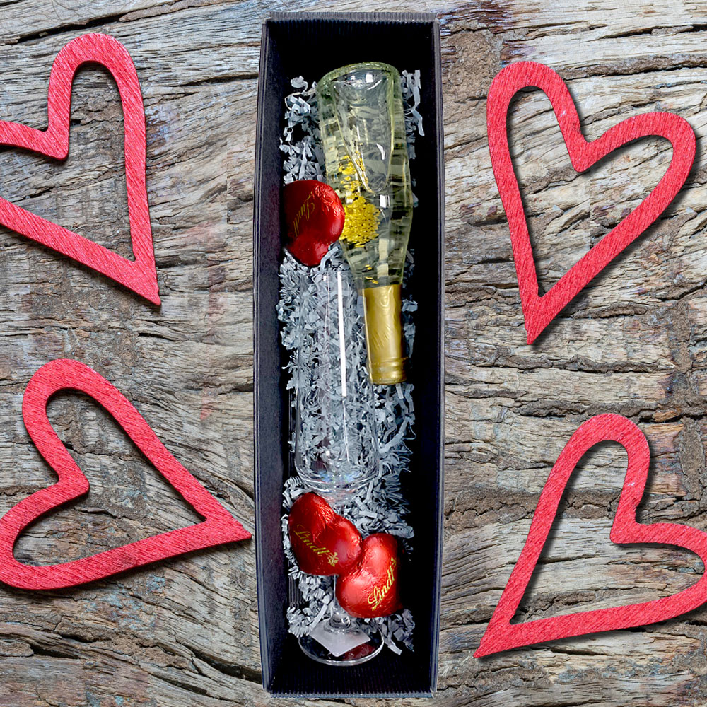 Persönliches Sekt Geschenk-Set mit Piccolo und Glas zum Muttertag 