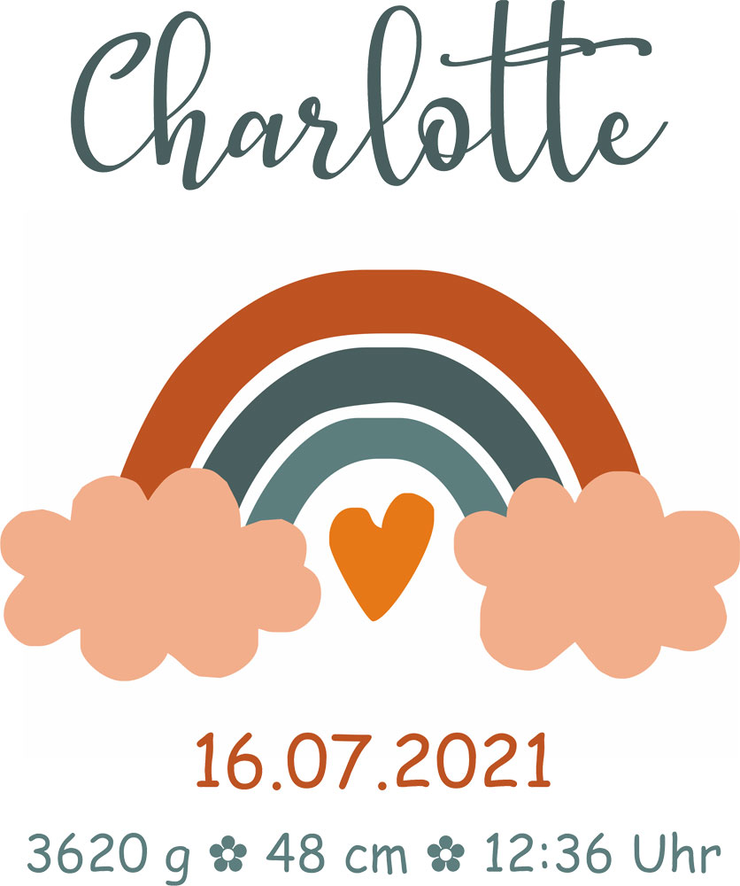 Individuell bedrucktes Kissen zur Geburt mit Namen und Daten des Babys 