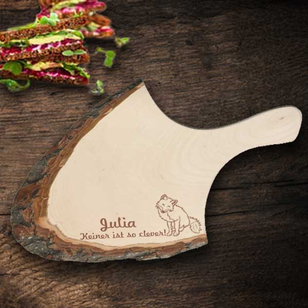 Rindenbrett graviert 