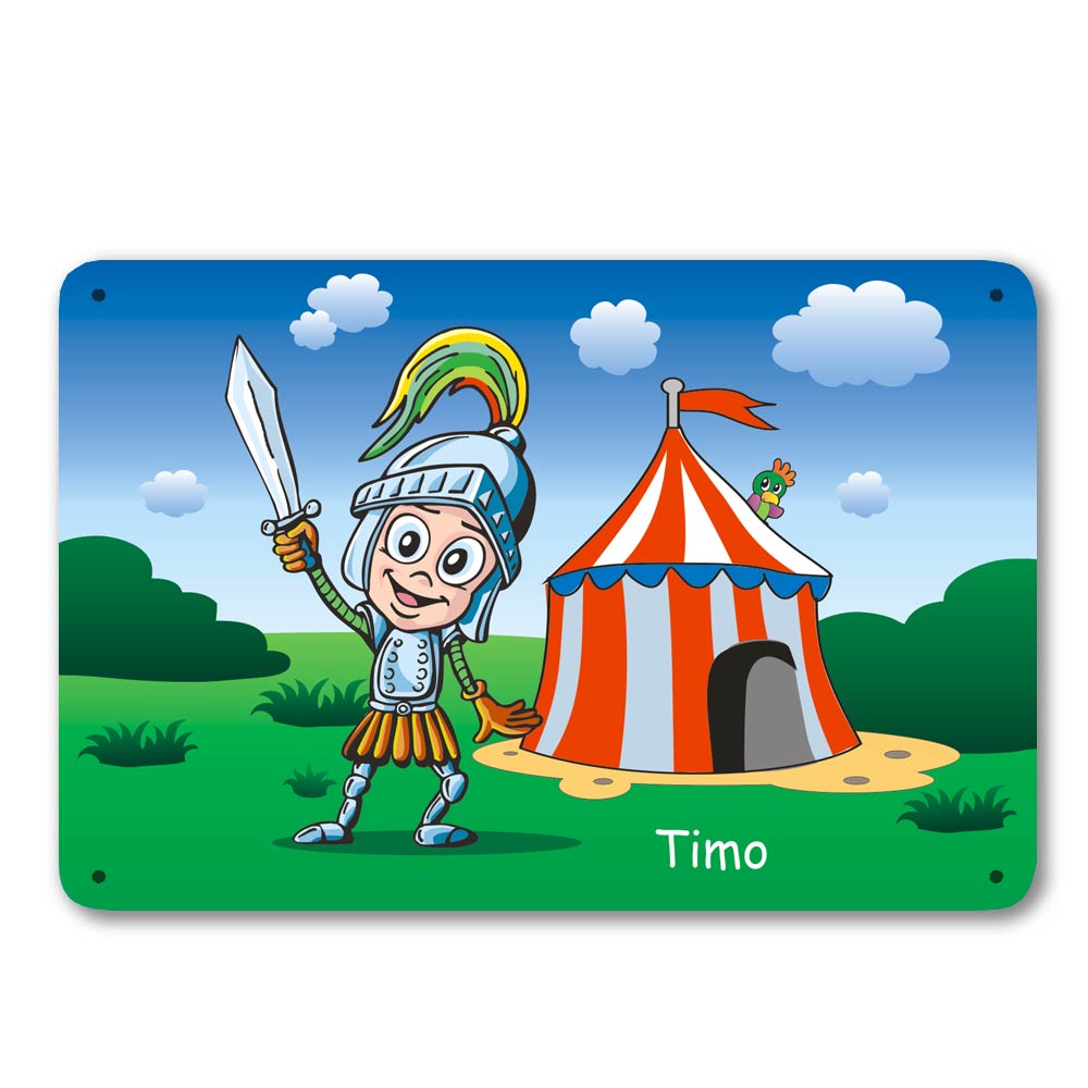 Personalisiertes Blechschild Ritter mit Namen bedruckt 
