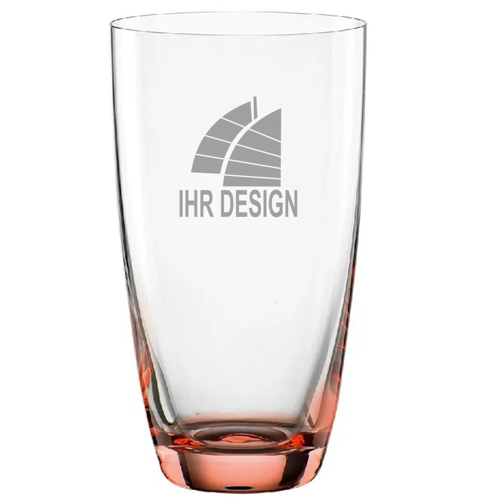 Farbiges Trinkglas, Saftglas, Longdrink Colori mit Logo graviert - rot 