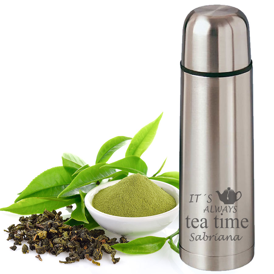 Isolierflasche Edelstahl mit Namens-Gravur 0,7 l TeaTime