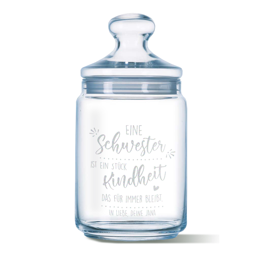 Keksglas mit Gravur für die Schwester 