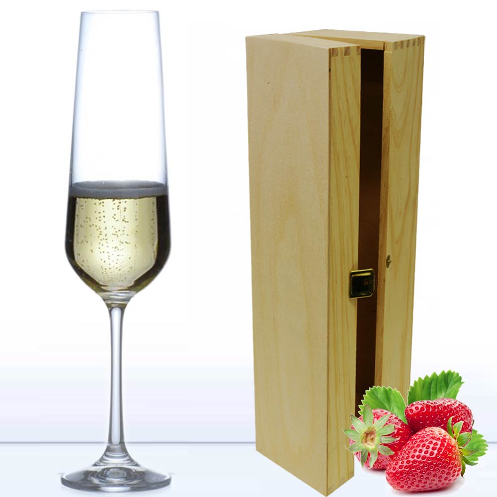 Sektglas Herzranke in Holzkiste 