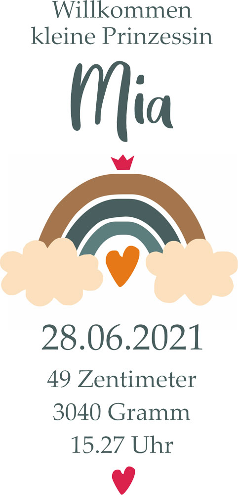 Individuelle Geburtskerze "Regenbogen" mit Namen gestalten 