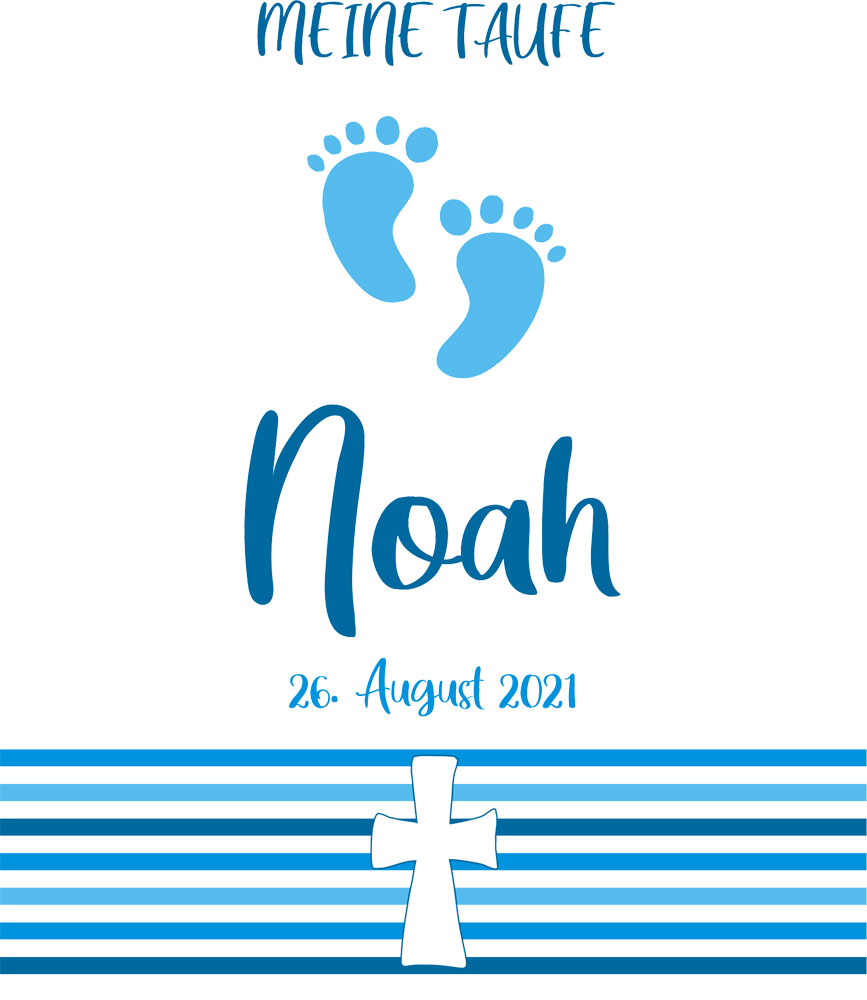 Taufkerze / Kerze zur Taufe für Jungen mit Namen bedruckt 