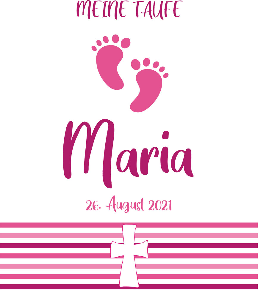 Taufkerze / Kerze zur Taufe für Mädchen mit Namen bedruckt 