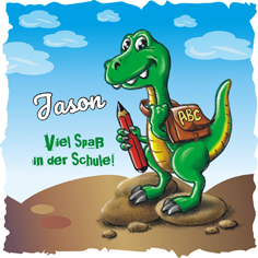 Kerze zum Schulanfang / Einschulung mit Wunschnamen bedruckt 