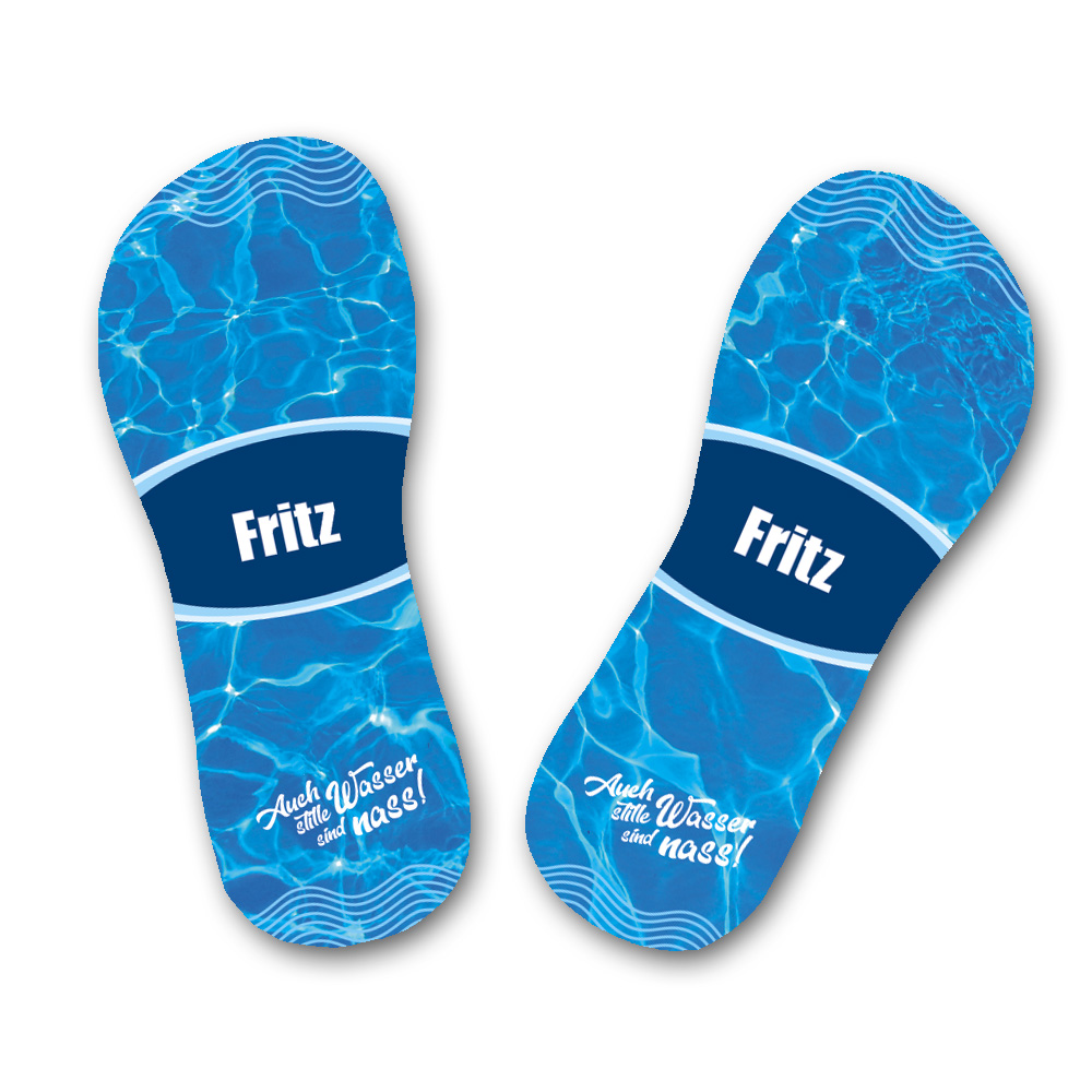 Individuelle Badeschuhe bedruckt mit Namen 