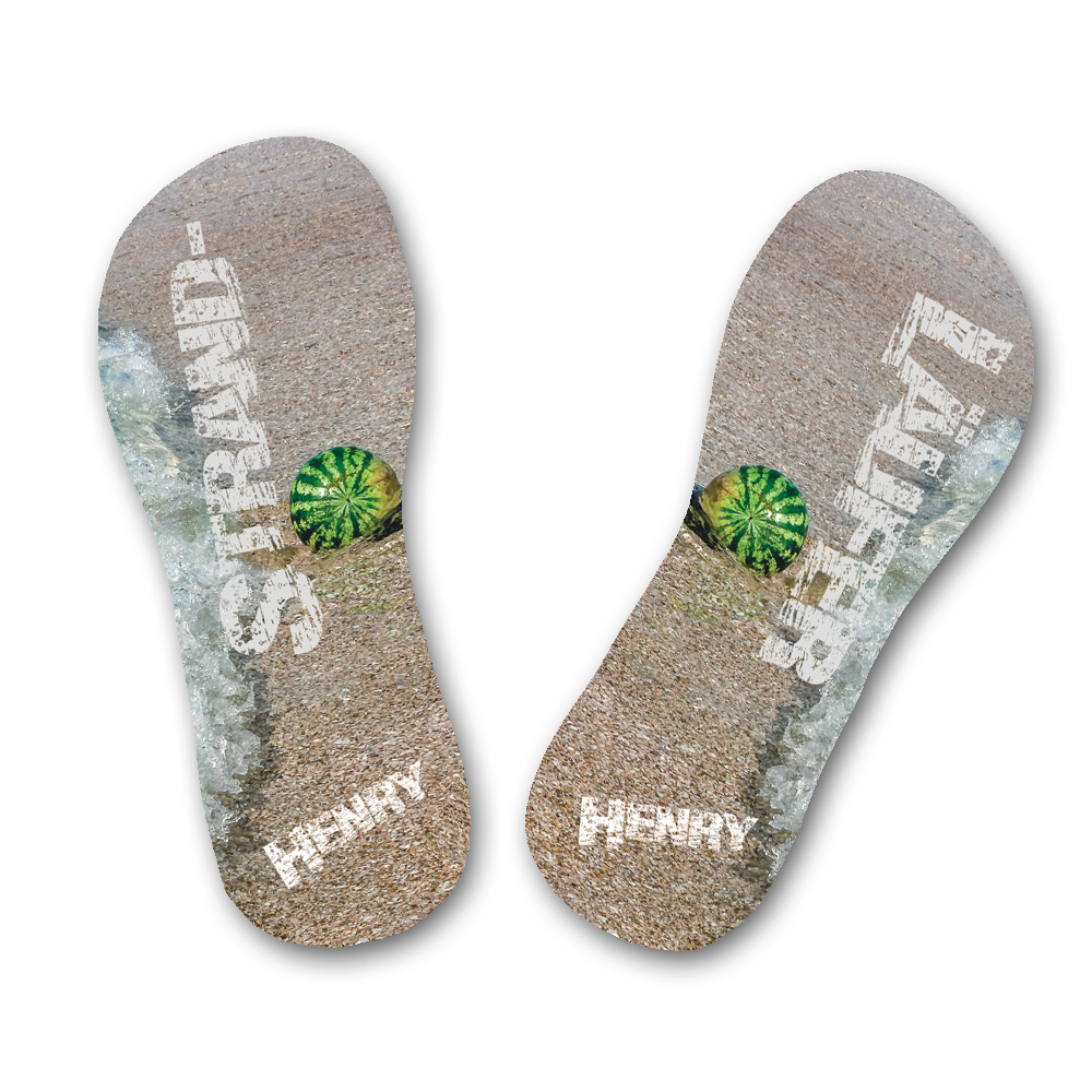 Personalisierte Flip Flops mit Namen für den Strand 