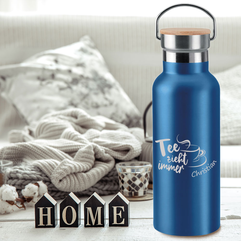 Isolierflasche 500 ml in 3 verschiedenen Farben erhältlich, mit persönlicher Wunschgravur 