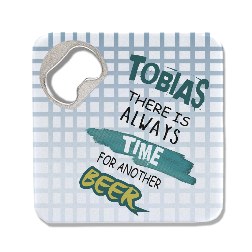 Individuell bedruckter Untesetzer / Flaschenöffner mit Namen 