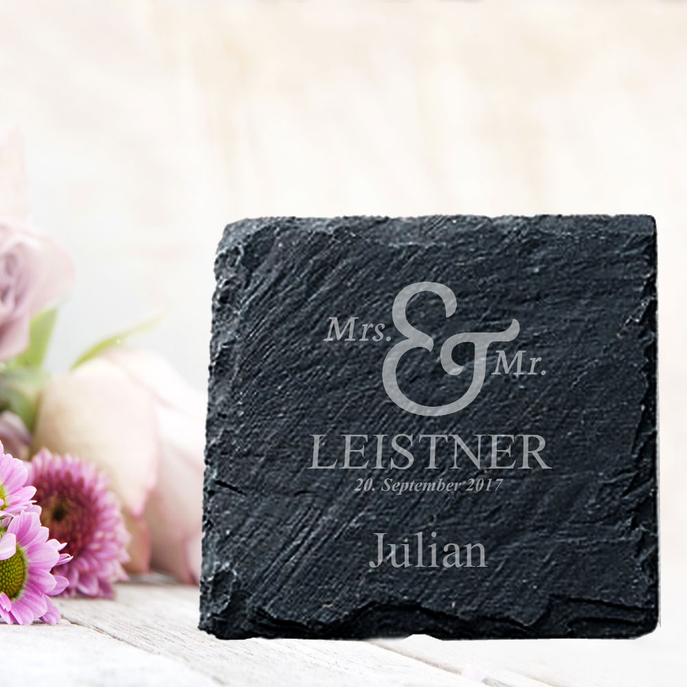 Untersetzer aus Schiefer als Gastgeschenk 