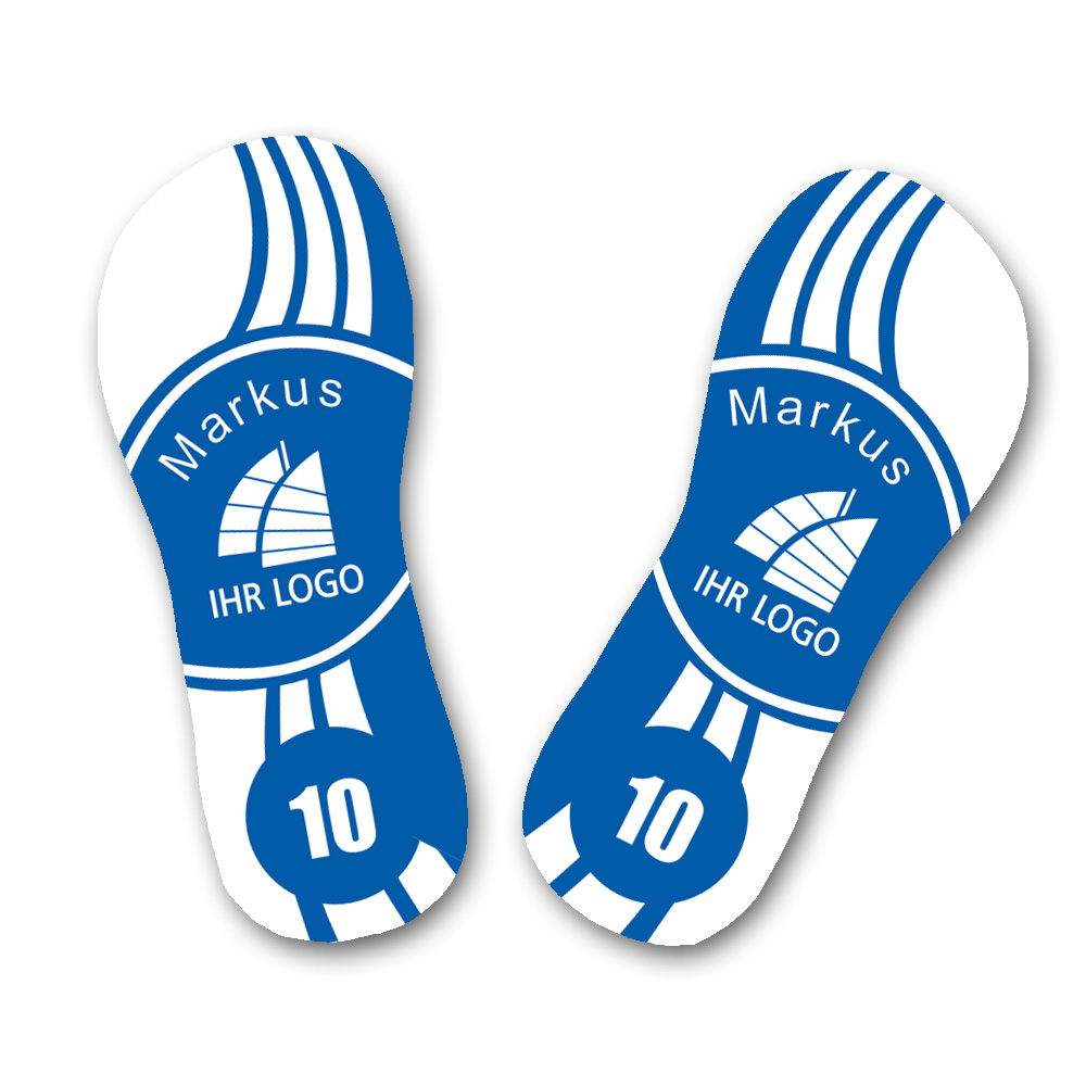 Badelatschen / Flip Flops für den Verein mit Logo, blau 