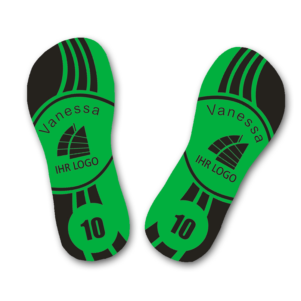 Flip Flops für deinen Verein mit Namen und Vereins-Logo, grün 