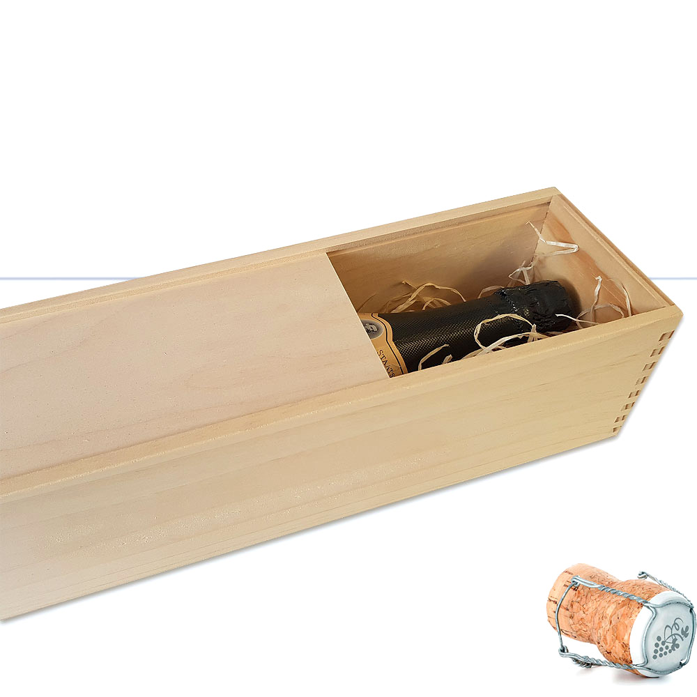 Weinkiste mit Schiebedeckel (1er) mit Logo 