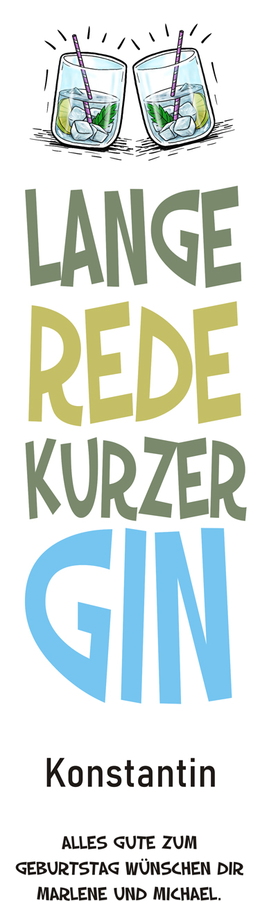 Individuelles GIN Geschenk-Set - Lange Rede - mit Namen bedruckt 