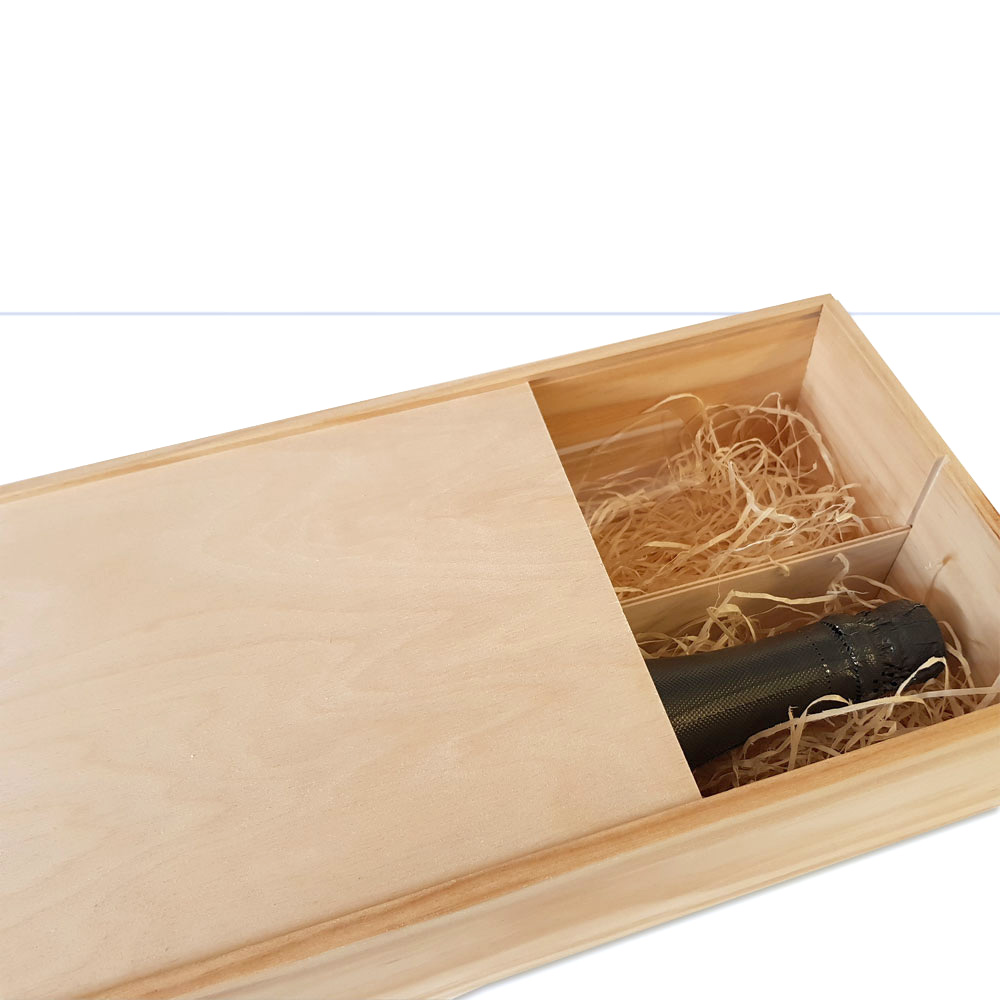 Weinkiste mit Schiebedeckel für 2 Flaschen mit Logo 