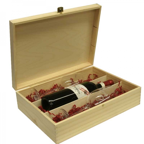 Rotwein Geschenkset in Holzkiste mit Gravur 